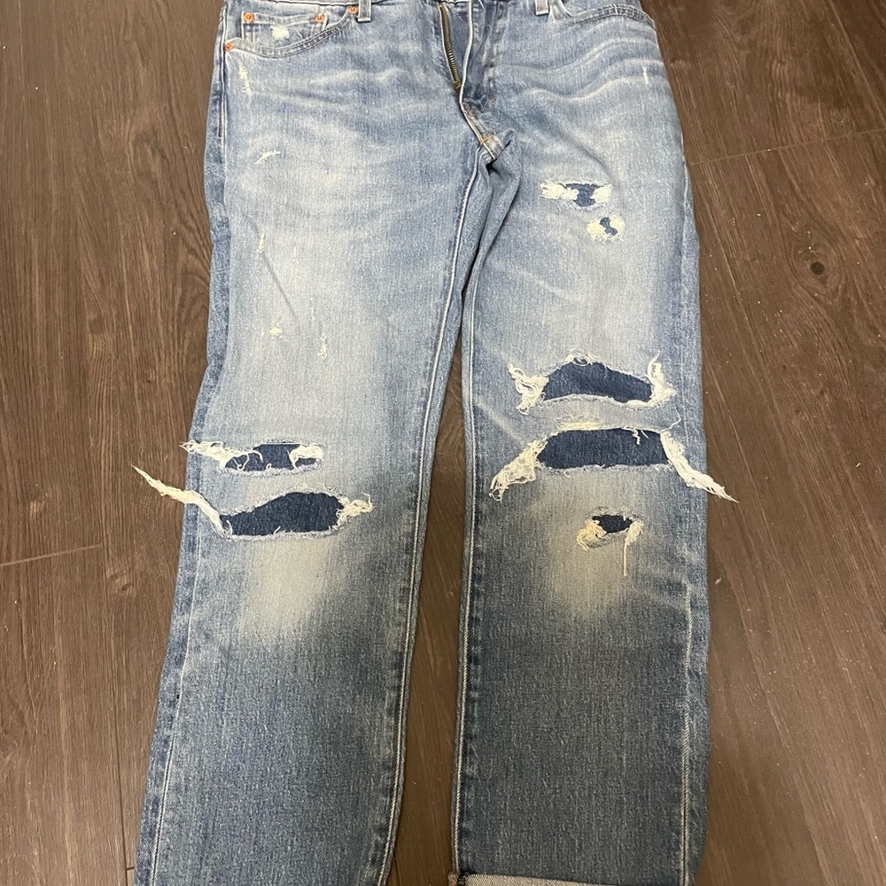Levis 511 Jeans Mens 32x34 Blue Light Wash Cotton Blend Stretch Slim Fit Denim